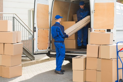 Careful loading of boxes and household items for a small move