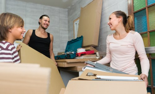 Household items organized in short-term storage in Stmarycray