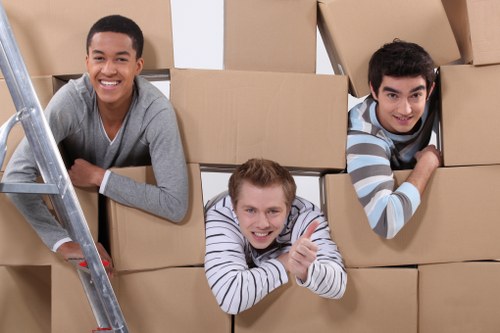 Business relocation team handling office furniture in Stmarycray
