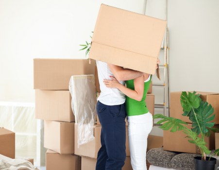 Packed moving boxes ready for local removals in Stmarycray